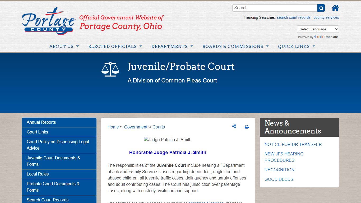 Juvenile/Probate Court | Portage County OH