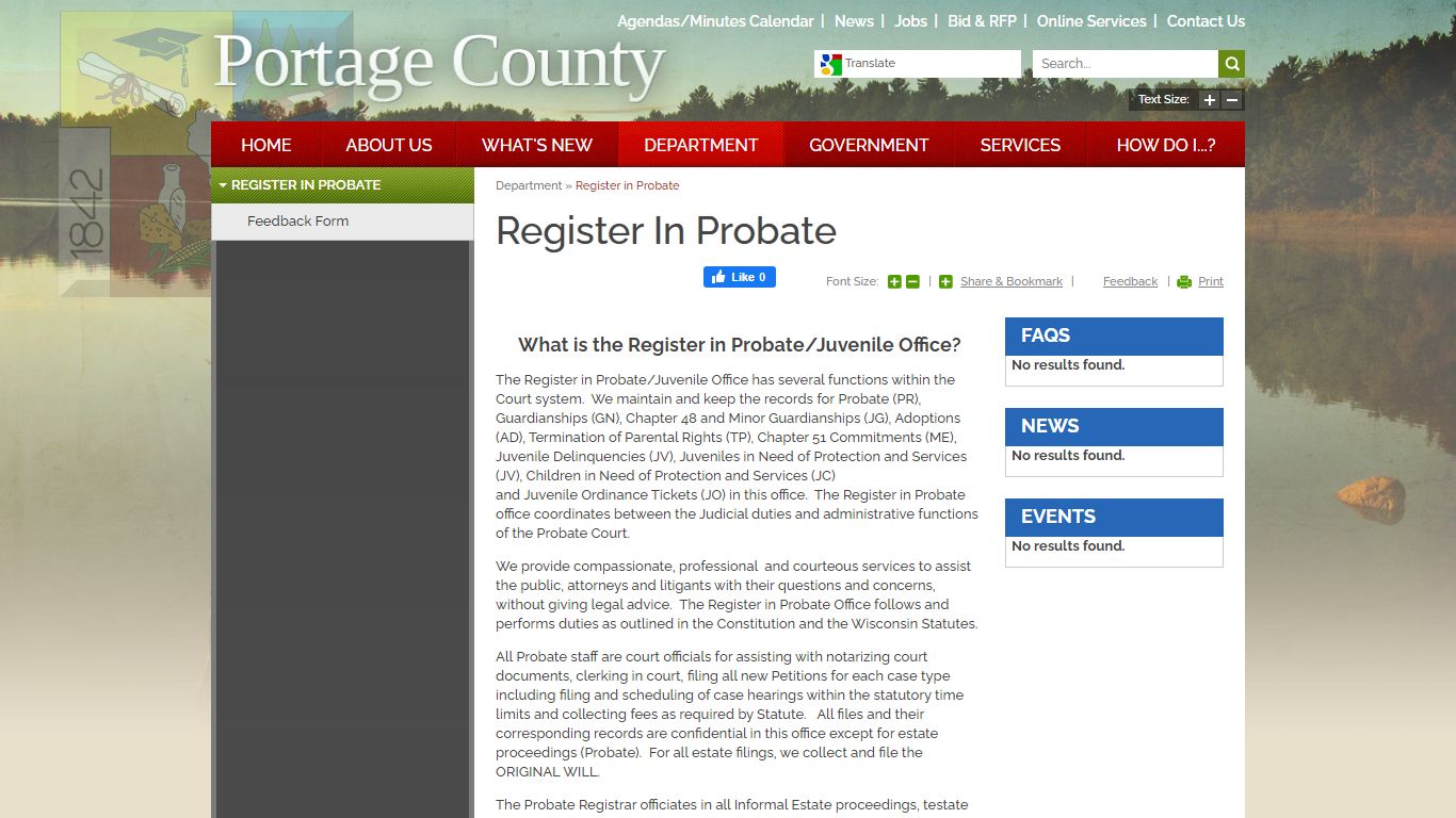 Register in Probate | Portage County, WI