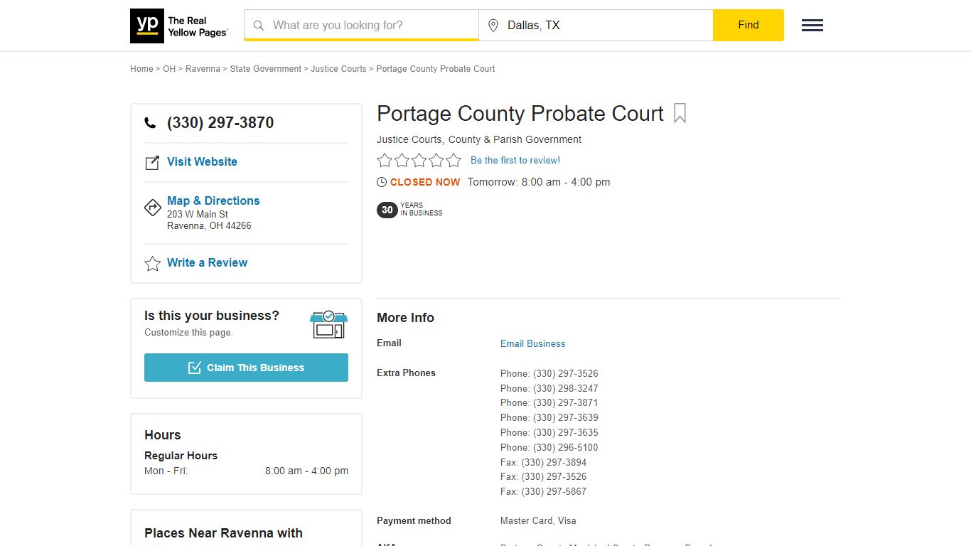 Portage County Probate Court in Ravenna , OH - YP.com